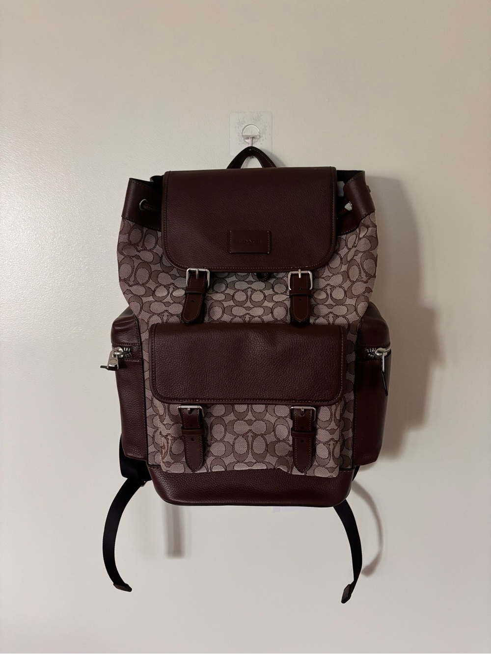Coach spirit Brown Signature Canvas & Dark Brown Leather Backpack